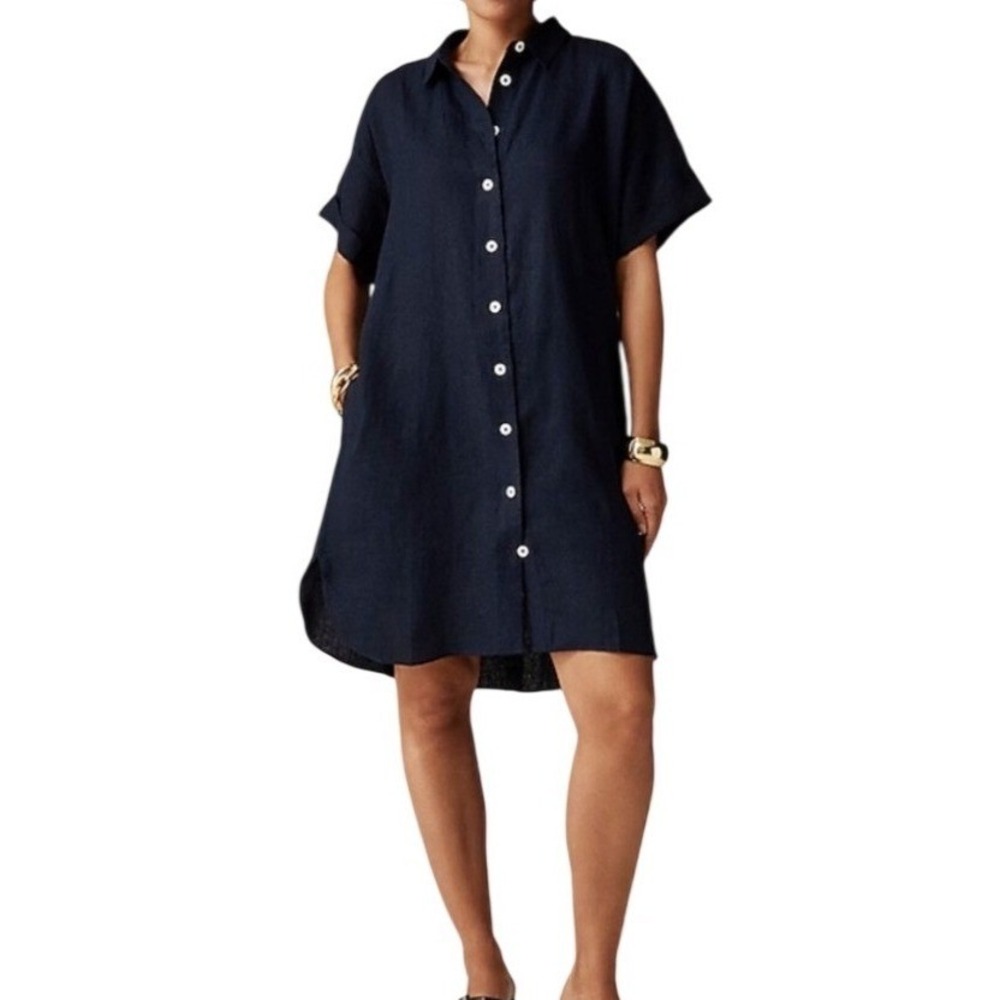 J.Crew Capitaine Shirtdress Linen Womens XL Short Sleeve Button Down